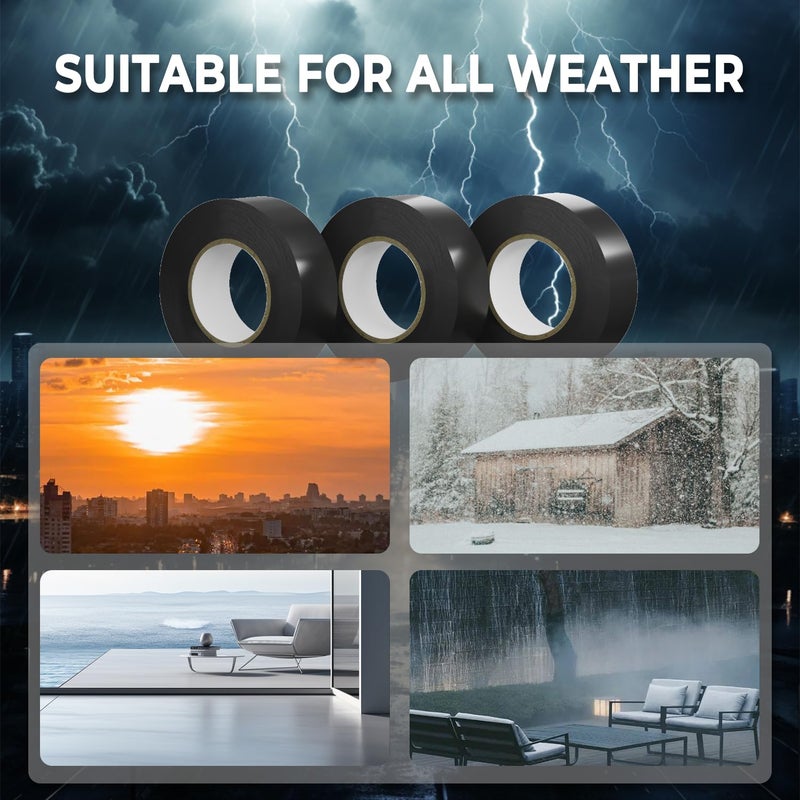 SWRT 6 Pack Black Electrical Tape Waterproof, 0.75 in x 66 FT High Temp Electric Tape Under 600V for All Weather - UV Protection - Flame Retardant - Image 5